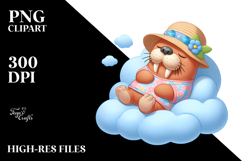 Baby Walrus Sleeping on Cloud Clipart Product Image 2
