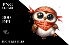 Expressive Owl with Bandana PNG Product Image 2