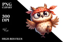 Expressive Owl with Bandana PNG Product Image 2