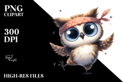Expressive Owl with Bandana PNG Product Image 2