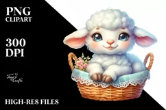 Colorful Baby Lamb Smiling Clipart Product Image 1