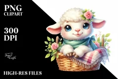Colorful Baby Lamb Smiling Clipart Product Image 1