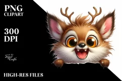 Watercolor Peek-a-Boo Deer | Sublimation | Clipart Product Image 3
