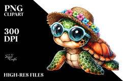Digital Watercolor Adorned Baby Turtle Beachwear PNG Product Image 2