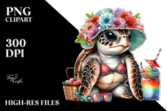 Digital Watercolor Adorned Baby Turtle Beachwear PNG Product Image 2