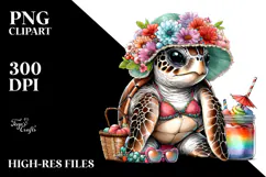 Digital Watercolor Adorned Baby Turtle Beachwear PNG Product Image 2