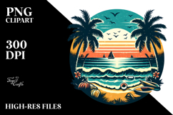 Retro Tropical Beach Sunset Clipart Product Image 2