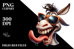 Exaggerated Goofy Cartoon Donkey PNG Product Image 2