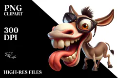 Exaggerated Goofy Cartoon Donkey PNG Product Image 2