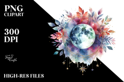 Vibrant Abstract Moon and Stars | Clipart Product Image 2