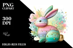 3d Golden Luxury Easter Bunny Clipart with Flowers Product Image 8