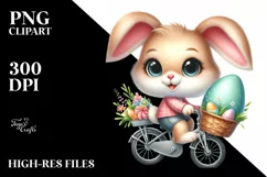 Easter Bunny on a Bicycle Egg Flower, Clipart |T-shirt, Mug Product Image 7