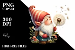 Gnome Blowing Dandelion Clipart |T-shirt, Mug, Tumbler Product Image 1