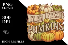 Farm Fresh Pumpkins Haloween Clipart PNG Product Image 5