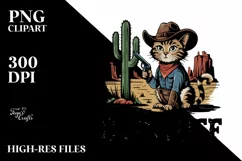 Buck Off Cowboy Cat Clipart PNG Product Image 2