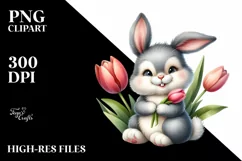 Easter Bunny Egg Flower, Clipart |T-shirt, Mug PNG Product Image 1