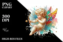 Cupid Angel Of Love Gesture Watercolor Florals Clipart Product Image 7