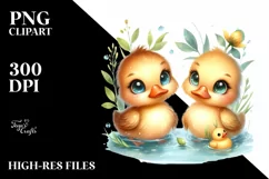 Ducklings in a Pond |T-shirt, Mug PNG Product Image 7