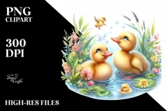 Ducklings in a Pond |T-shirt, Mug PNG Product Image 7