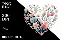 Valentines Sprint Floral Heart , Clipart |T-shirt, Mug Product Image 7