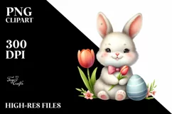 Easter Bunny Egg Flower, Clipart |T-shirt, Mug PNG Product Image 1