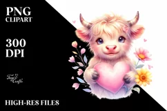 Pink Baby Highland Cow Spring Love Flowers |T-shirt, Mug Product Image 8