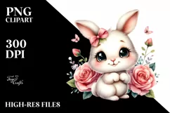 Easter Bunny Roses Butterfly , Clipart |T-shirt, Mug PNG Product Image 1