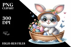 Easter Bunny Egg Flower, Clipart |T-shirt, Mug PNG Product Image 7
