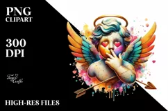 Cupid Angel Of Love Gesture Watercolor Florals Clipart Product Image 8