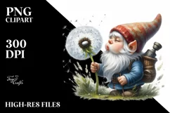 Gnome Blowing Dandelion Clipart |T-shirt, Mug, Tumbler Product Image 1
