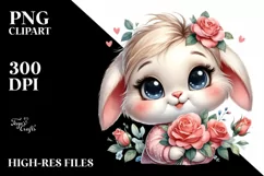 Baby Bunny Rose Flower, Clipart |T-shirt, Mug PNG Product Image 1