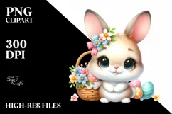 Easter Bunny Egg Flower, Clipart |T-shirt, Mug PNG Product Image 7