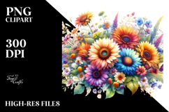 Colorful Sunflower Watercolor PNG Product Image 2