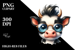 Entertaining Baby Cow with Cool Hair PNG Product Image 2