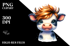 Expressive Baby Cow with Cool Hair, Transparent PNG Product Image 2