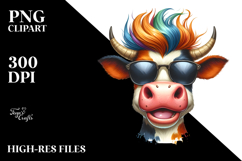 Entertaining Cow with Enthusiastic Face PNG Product Image 2