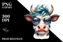 Funny Cow with Cool Hair, PNG Product Image 2