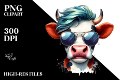 Expressive Cow with Bow and Tie, Transparent PNG Product Image 2