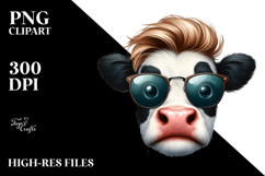 Expressive Baby Cow with Cool Hair PNG Product Image 2