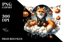 Fox Dressed for Halloween on Cloud PNG Product Image 2