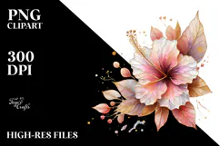 Shiny Hibiscus with Golden Insertions PNG Product Image 2