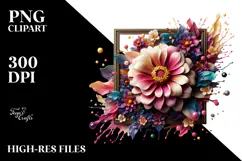 Glossy Zinnia with Frame PNG Product Image 2