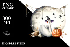 Halloween Swan on Moon, Transparent PNG Product Image 2