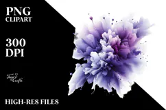 Abstract Metallic Violet, Watercolor Splash PNG Product Image 2