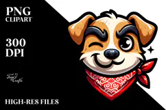Dog with Bandana and Winking Eye PNG Product Image 2