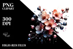 Glossy Cherry Blossom with Metallic Insertions PNG Product Image 2