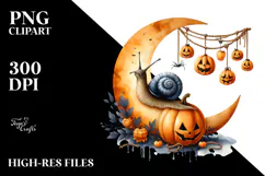 Snail Dressed for Halloween on Half Moon PNG Product Image 2