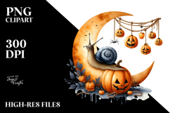Snail Dressed for Halloween on Half Moon PNG Product Image 2