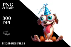 Goofy Dog with Party Hat, Transparent PNG Product Image 2