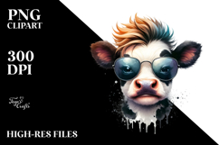 Crazy Baby Cow with Cool Hair, Transparent PNG Product Image 2